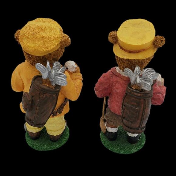 Two LOI Distributing 5 1/2" Paper Mache Grandpa Golf Figurines Decor Brown Bears - Picture 2 of 8